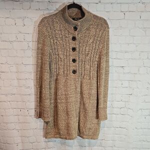 Style & co. brown and tan cable knit cardigan size M